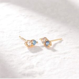 GOLD 14k Gold Plated Cubic Zirconia Stud Earrings